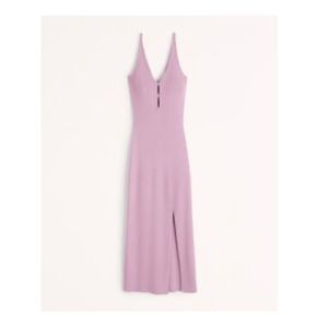 NWT Abercrombie & Fitch Elevated Knit Keyhole Midi Dress Purple Size Small
